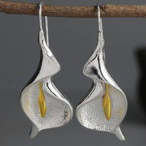 Sterling Silver Flower Drop Earrings